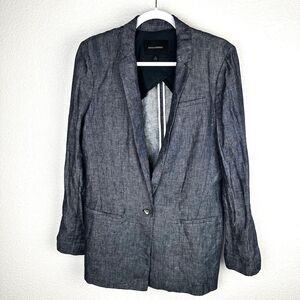 Banana Republic Women's Blazer Blue Linen One Button Casual